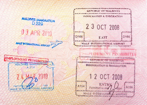 몰디브는 passpor에서 비자 스탬프 — 스톡 사진