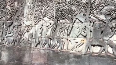 Bayon Tapınağı görüntülerde taş oyma, Siem reap, Kamboçya
