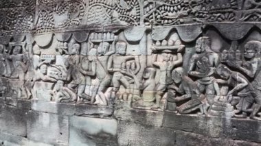 Bayon Tapınağı görüntülerde taş oyma, Siem reap, Kamboçya