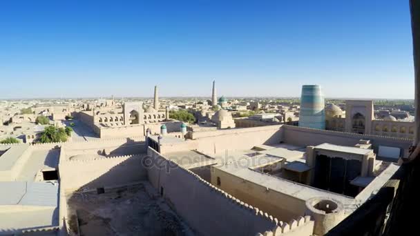 Vista aérea em ruas da cidade velha. Uzbequistão. Khiva. . — Vídeo de Stock