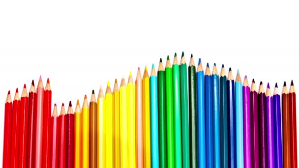 Färg pencilsmove en våg, stop motion — Stockvideo