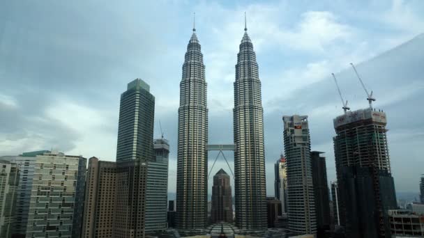 Κουάλα Λουμπούρ, Μαλαισία-22 Οκτωβρίου 2016: οι Δίδυμοι Πύργοι Πετρόνας στο Klcc πόλη Center.Time λήξη, — Αρχείο Βίντεο