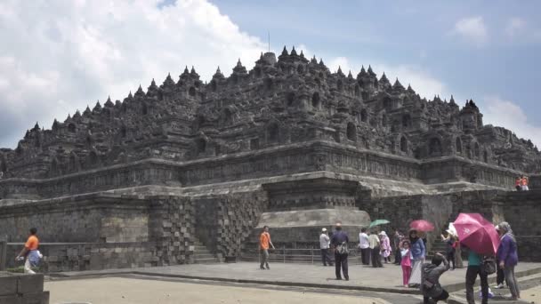 Central Java, Indonesia - October 15, 2016:Borobudur, or Barabudur is a 9th-century Mahayana Buddhist temple in Magelang, Central Java, Indonesia — Stock Video