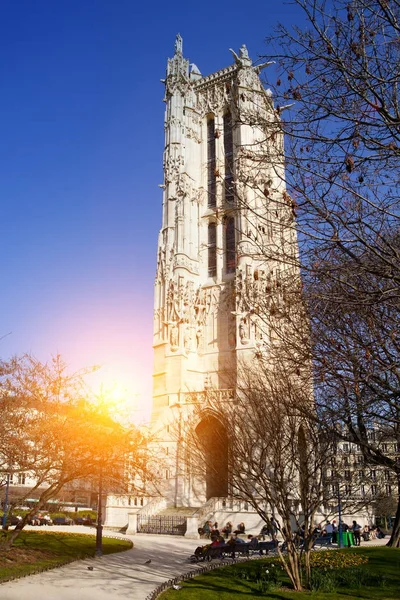 Saint Jacques Wieża Przy Ulicy Rivoli Paryż Francja — Zdjęcie stockowe