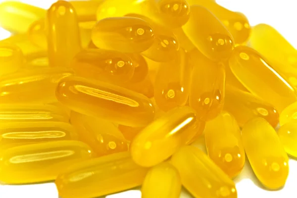 Κίτρινο Υγρό Φάρμακο Κάψουλες — Φωτογραφία Αρχείου