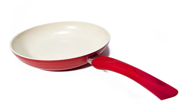 Red Frying Pan White Background — Stock Photo, Image