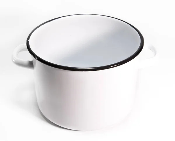 White Enameled Pan — Stock Photo, Image