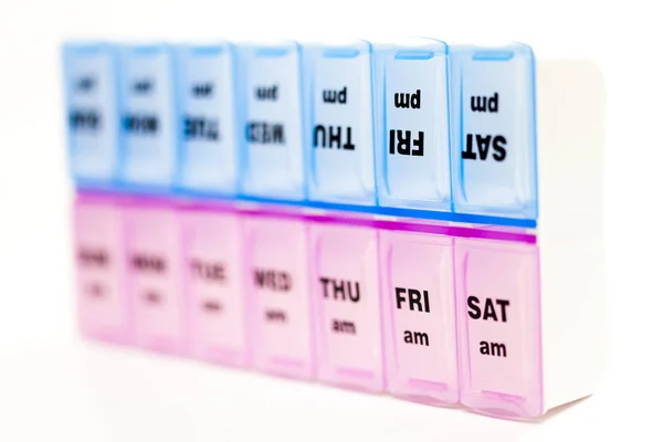 Box Storage Drugs Inscriptions Days Wee — Stock Photo, Image