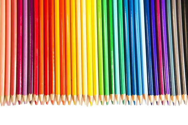 彩色铅笔排成一行 — 图库照片
