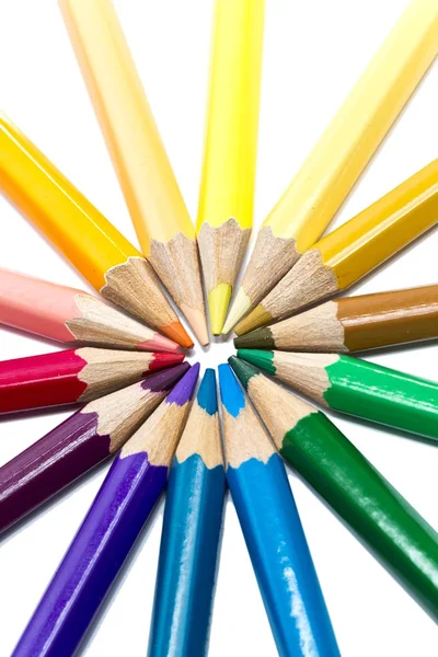 Lápices Colores Bodegón Sobre Fondo Blanco —  Fotos de Stock
