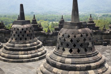 Borobudur, antik stupa Yogyakarta, Merkezi Java, Endonezya bir 9 yüzyıl Budist tapınağı olduğunu
