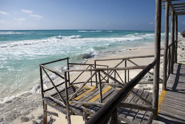 Sandy Beaches Caribbean Sea Sunshades Cayo Largo Island Cuba — Stockfoto