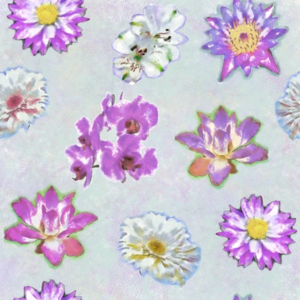 Sömlös Bakgrund Akvarell Ritning Blomma — Stockfoto