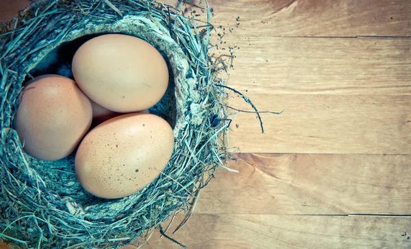 Pasen Eieren Een Nest Ingaande Retro — Stockfoto