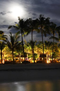 Okyanustaki ada, Maldivler. Gece.