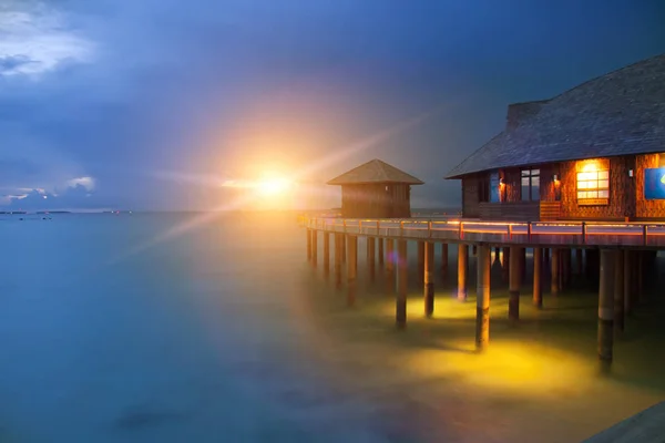 Wyspa Oceanie Malediwy Noc — Zdjęcie stockowe
