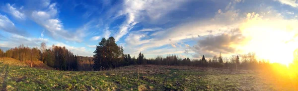 Arka Plan Mavi Gökyüzü Geçen Yıl Çim Bahar Alanıyla Tepede — Stok fotoğraf
