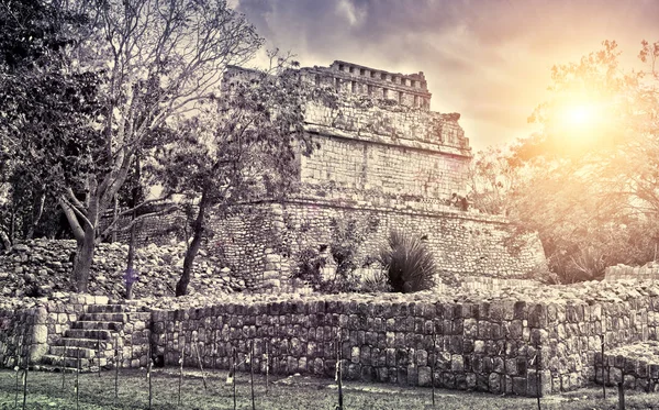 Знаменитые Пирамиды Руины Археологическом Сайте Майя Кабах Чичен Ица Юкатане — стоковое фото