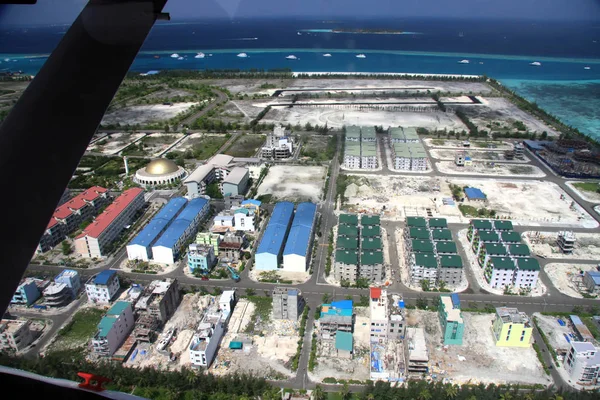 Maldiverna Planet Utsikten Från Fönstret Huvudstaden Manliga — Stockfoto