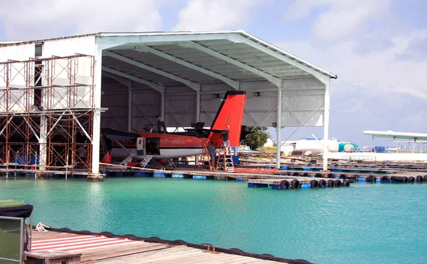 Maldives Seaplane Repair Dock Port — Stock Photo, Image