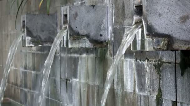 The streams of water are flowing into the pool , Bali, Indonesia — Stock Video