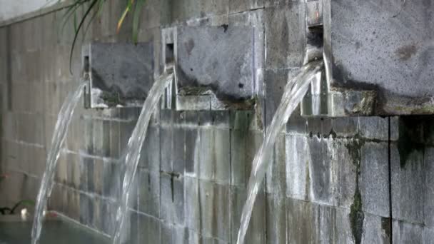 The streams of water are flowing into the pool , Bali, Indonesia — Stock Video