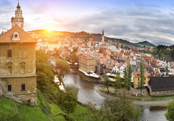 Чески Крумлов Чехия Панорама Города — стоковое фото