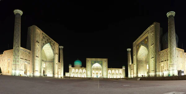 Square Registan Nacht Samarkand Usbekistan — Stockfoto
