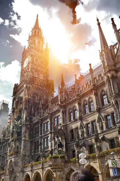 Rådhuset Rathaus Marienplatz München Tyska — Stockfoto