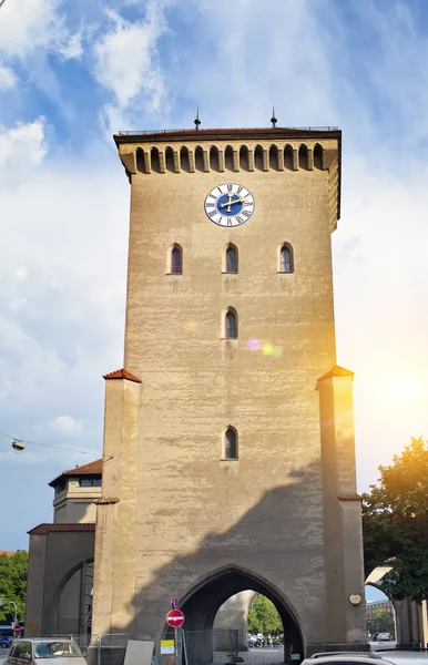 Det Gamla Tornet Isartor München Bayern Fyra Huvudportarna Den Medeltida — Stockfoto