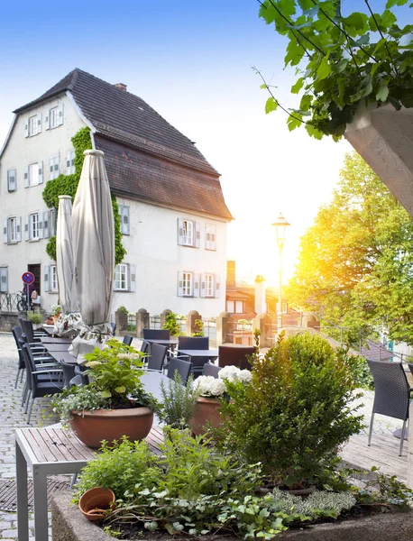 Café Plein Air Dans Rue Dans Petite Ville Allemagne — Photo