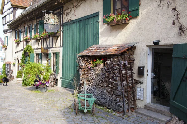 Beautiful Traditional Houses Street Small City Bavaria Germany — Stock Photo, Image