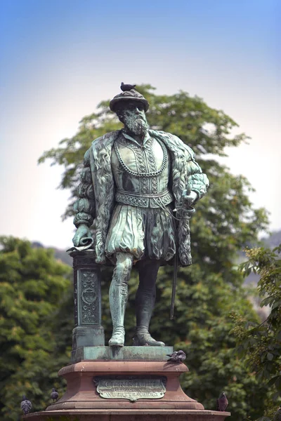 Estátua Christoph Duque Wuerttemberg Caste Square Schlossplatz Stuttgart Alemanha — Fotografia de Stock