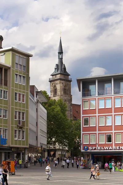 Stuttgart Alemanha Maio 2012 Cena Rua Market Place Com Casas — Fotografia de Stock