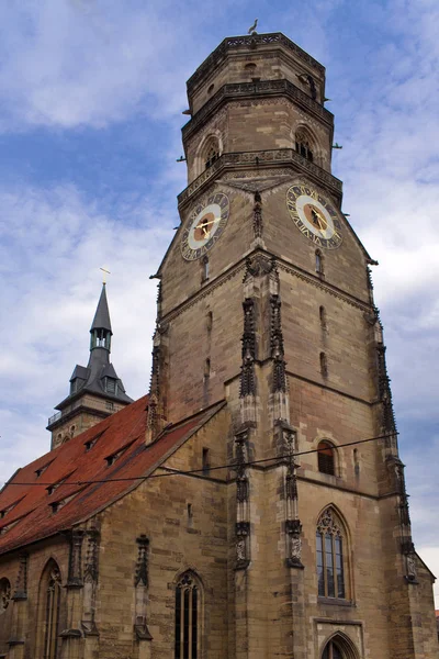 Campanile Della Chiesa Stiftskirche Stoccarda Germania — Foto Stock