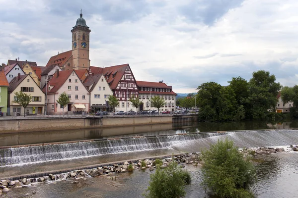 Barragem Rio Neckar Nurtingen Sul Alemanha — Fotografia de Stock