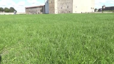 Estonya ve Rusya sınırında kale narva ve Ivangorod kale