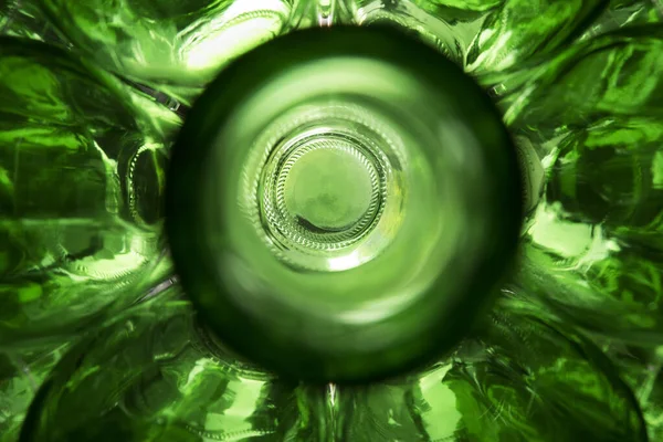 Green Glass Beer Bottles Abstract View Bottom — Stock Photo, Image