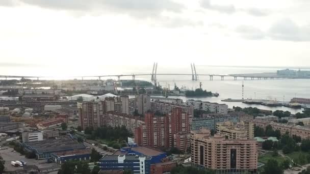 Drone Vista Parte Industrial San Petersburgo Kanonersky Isla Con Diámetro — Vídeos de Stock