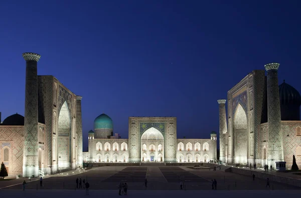 Registan Platz Zentraler Platz Von Samarkand Der Nacht Usbekistan — Stockfoto