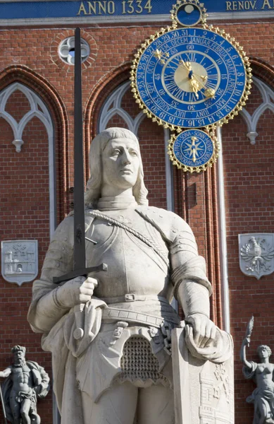 Monumento San Orlando Nella Piazza Centrale Riga Lettonia — Foto Stock