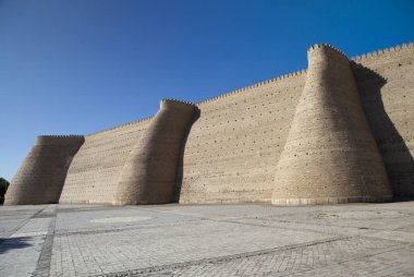  Buhara, Özbekistan 'daki Sandık Kalesi Duvarı.