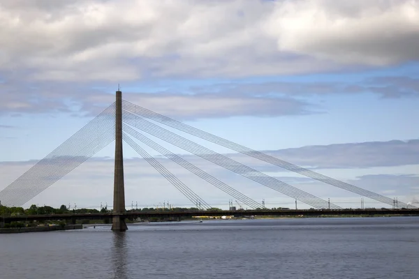 Hängebrücke Abend Riga Lettland — Stockfoto