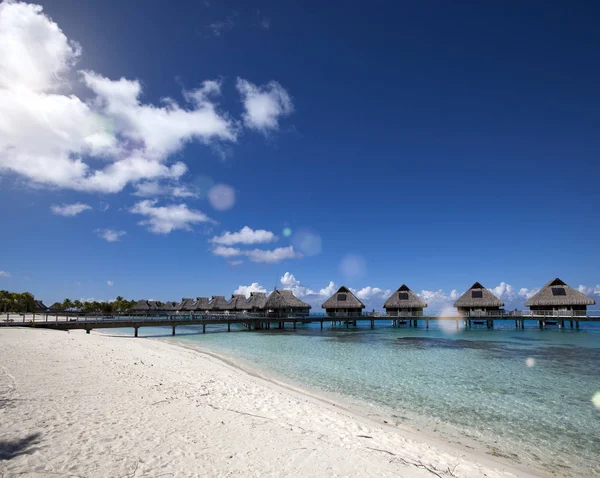 Polinesia Francese Bungalow Sull Acqua Spiaggia — Foto Stock