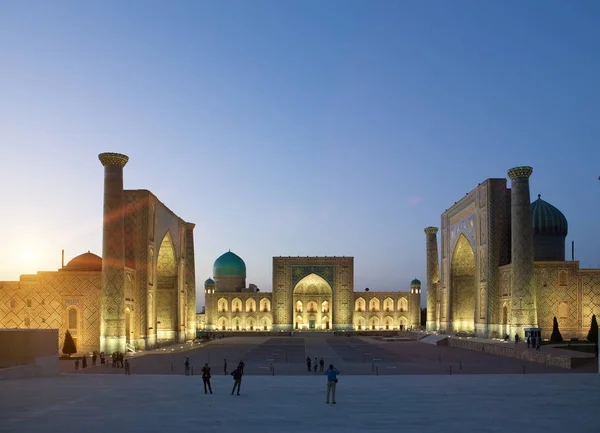 Registan Platz Zentraler Platz Von Samarkand Der Nacht Usbekistan — Stockfoto