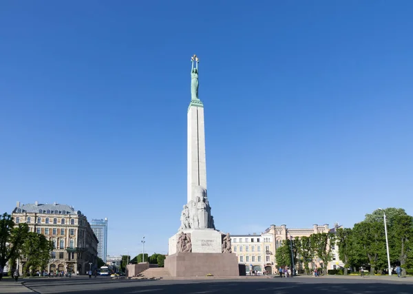 Riga Latvia Mayıs 2016 Özgürlük Meydanı Ndaki Anıt Özgürlük Anıtı — Stok fotoğraf