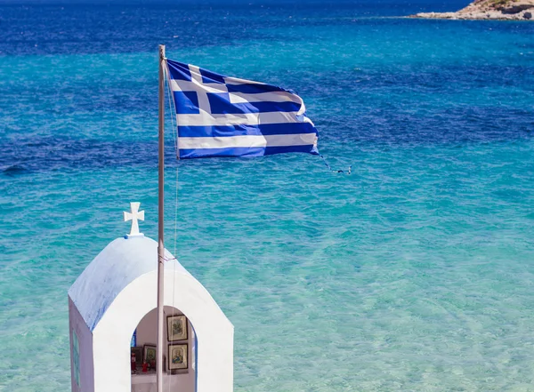 Drapeau national grec Paysage marin — Photo