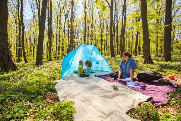 Family camping forest nature
