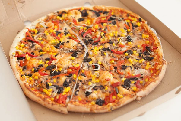 Vegetarian pizza fast food — Stock Photo, Image