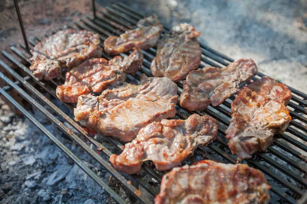 Νόστιμα ψητά κρέατα στο μπάρμπεκιου — Φωτογραφία Αρχείου